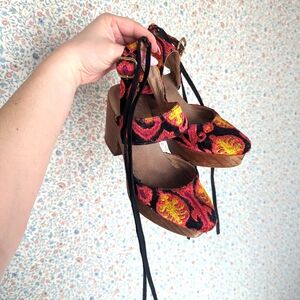 Free People, multi colored, embroidered clog